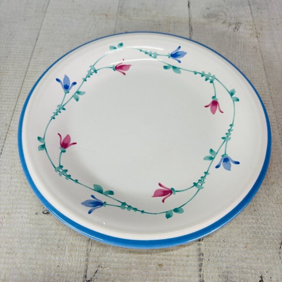Savoir Vivre PORTOFINO BLUE JF 036 Pink Blue Flowers Ceramic Salad Plates Set 4 - Picture 2 of 16